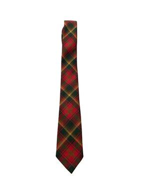 Forsyth Vintage Red Green Plaid Maple Leaf Tartan Necktie Heritage Style Retro